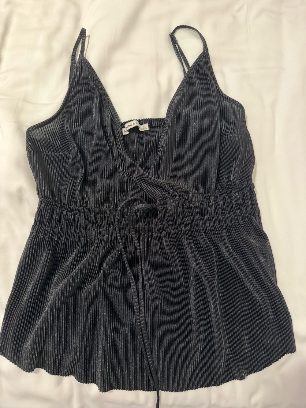 Abercrombie & Fitch Pleated V-Neck Spaghetti Strap Tank